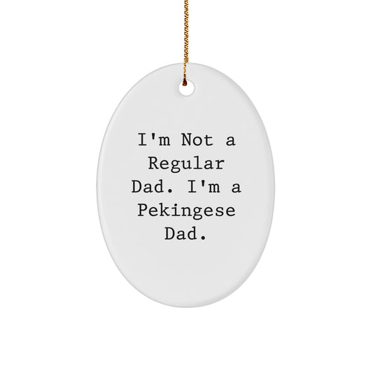 Funny Pekingese Dog Dad Gifts from Men to Family for Christmas Unique Collectibles Oval Ornament - Image 1