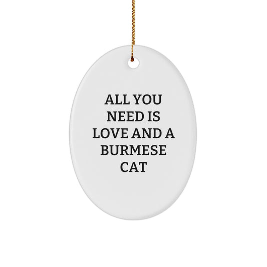 Burmese Cat Lovers Gifts from Men to Friends Unique Oval Ornament for Christmas - Image 1