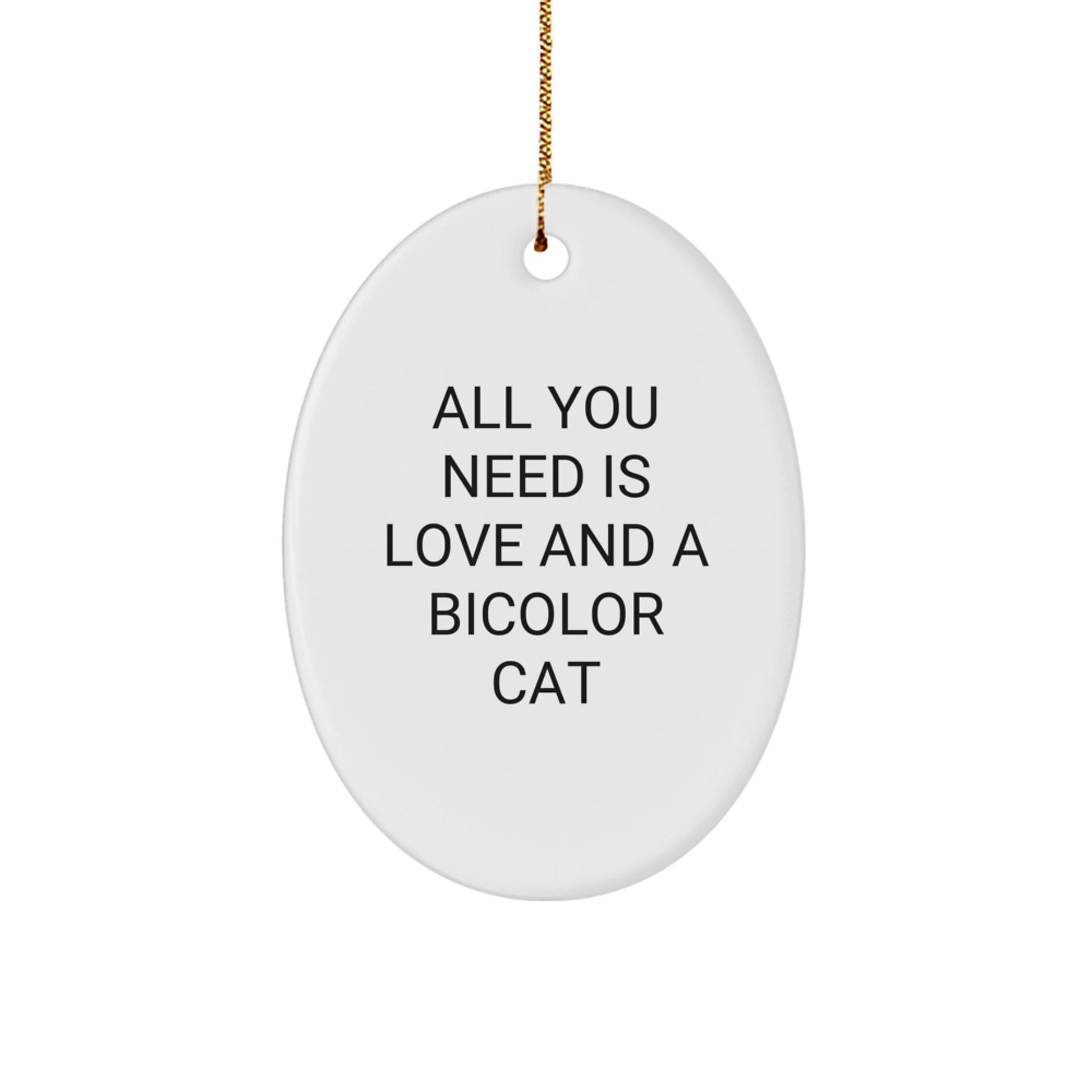 Bicolor Cat Oval Ornament Gifts from Friends and Family - All You Need Is Love And A Bicolor Cat Christmas Unique Gifts - Image 1