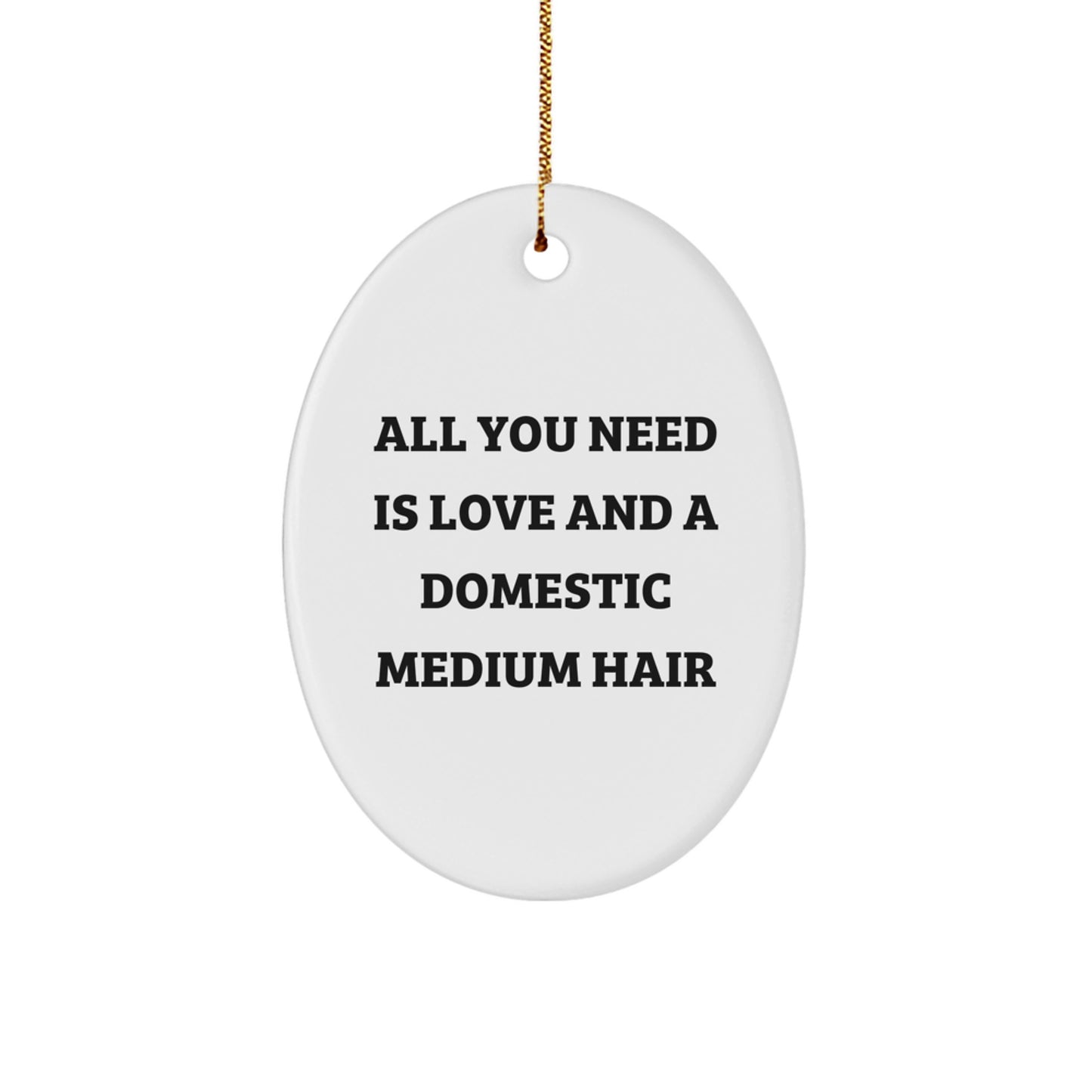 A Gift for Domestic Medium Hair Lovers, Oval Ornament with Funny Quote, Christmas Unique Gifts from Family, Friends, or Coworkers - Image 1