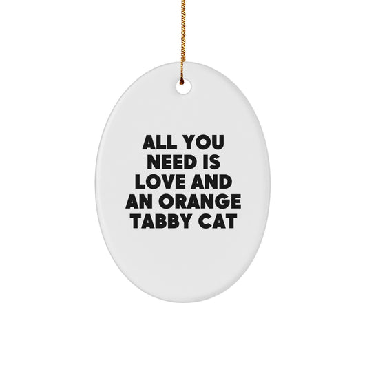 Funny Orange Tabby Cat Oval Ornament Gifts for Orange Tabby Cat Lovers, Unique Christmas Decorations - Gifts from Friends and Family - Image 1