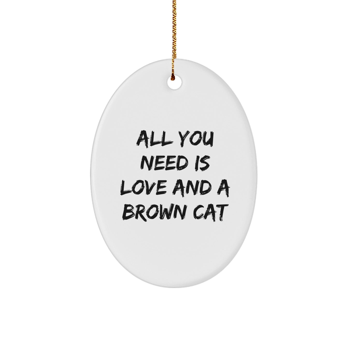 Funny Brown Cat Oval Ornament Gifts from Family for Christmas - Image 1