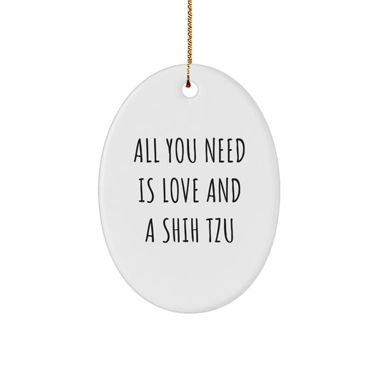 Funny Shih Tzu Dog Oval Ornament Gifts from Men to Family and Friends for Christmas Unique - Image 1