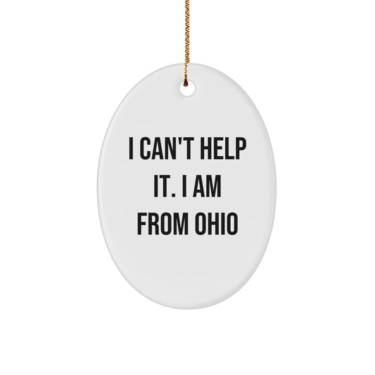 Ohio Oval Ornament Gifts from Friends and Family - I Can't Help It. I Am From Ohio - Unique Christmas Decorations - Image 1