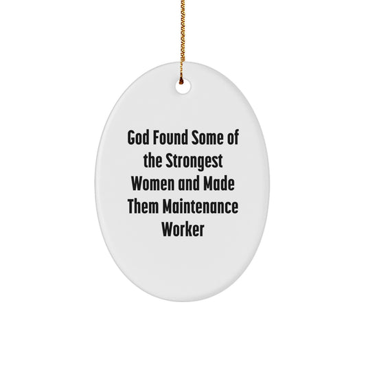 Funny Maintenance Worker Gifts for Women - Oval Ornament, Gold Cord, Christmas Unique Decorations from Family - Image 1