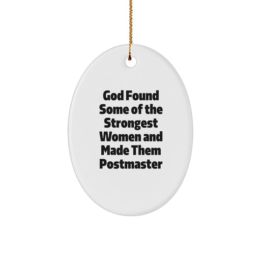 Funny Postmaster Gifts for Women, Oval Ornament with God Quote, Christmas Unique Gifts from Friends, Family, Coworkers - Image 1