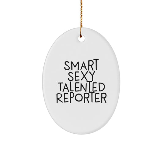 Funny Reporter Oval Ornament Gifts from Friends to Reporters for Christmas Unique Gifts - Image 1