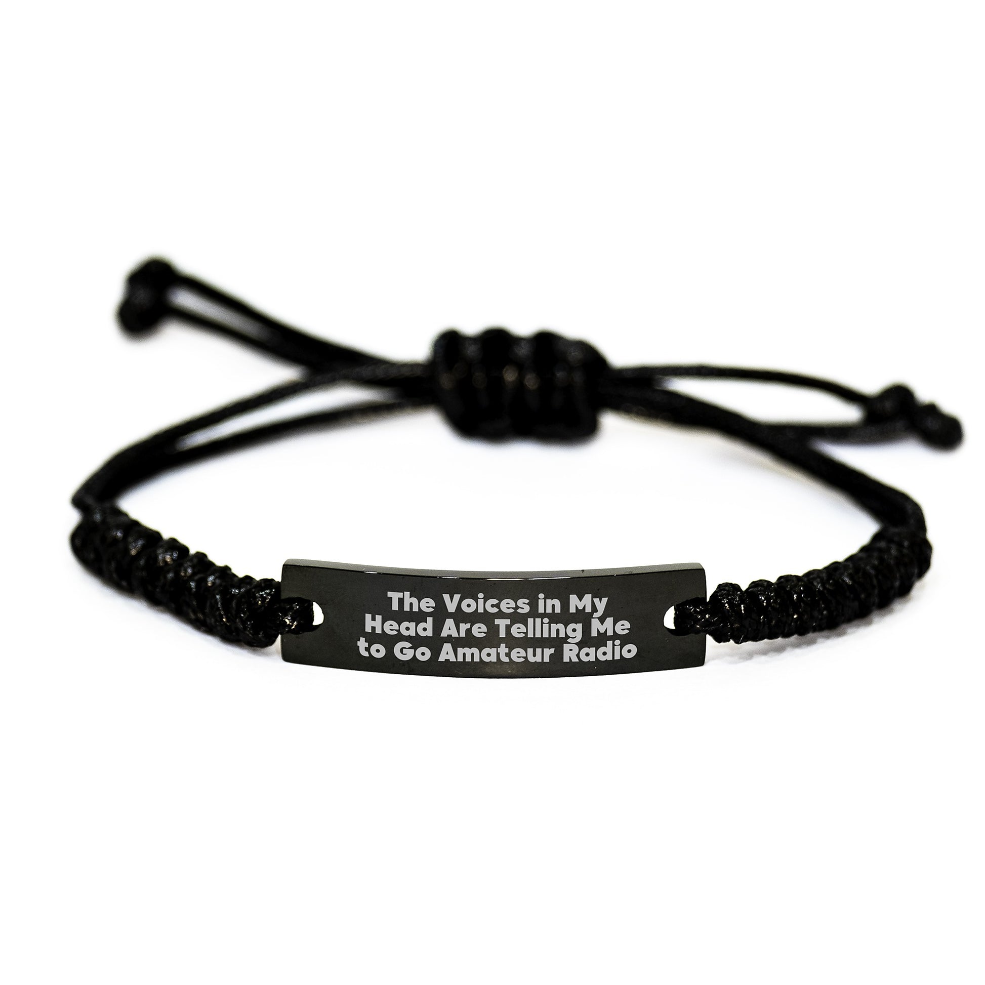 Funny Amateur Radio Gifts for Men - 'The Voices In My Head Are Telling Me To Go' Rope Bracelet - Christmas Unique Presents - Image 1