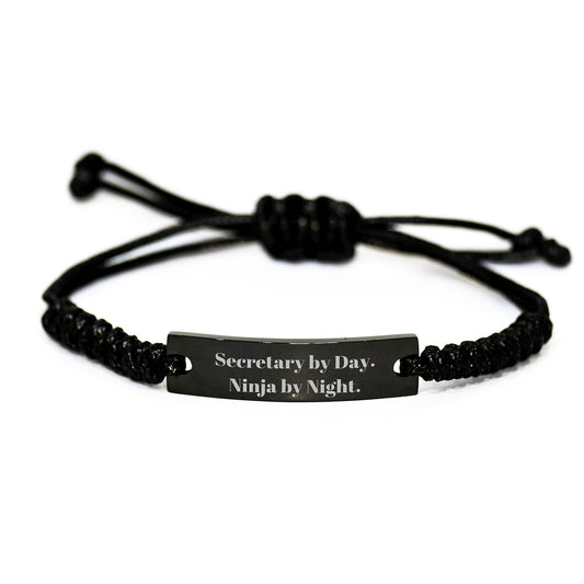 Christmas Unique Gifts for Secretary Friends by Day Ninja by Night Rope Bracelet Black Stainless Steel - Image 1