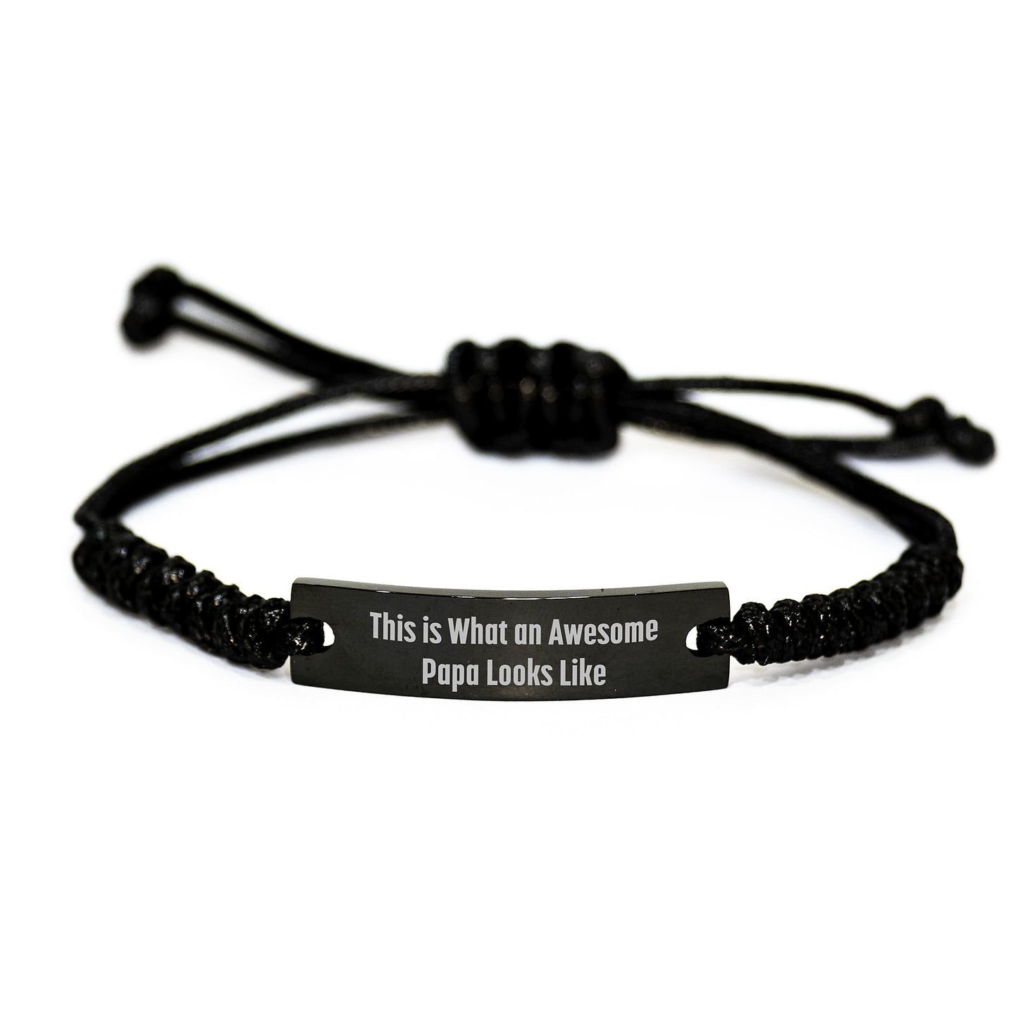 Awesome Papa Gifts, Rope Branded with 'This Is What An Awesome Papa Looks Like', Adjustable Black Rope Bracelet for Men, Unique Graduation Presents from Family to Papa - Image 1