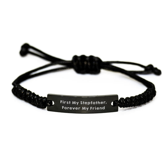 Stepfather Gifts, Funny Quote Rope Bracelet, Graduation Unique Gifts from Men to Stepfather, First My Stepfather, Forever My Friend - Image 1