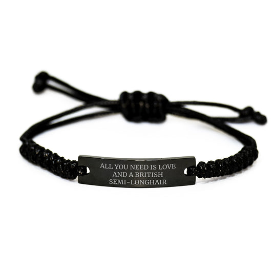 British Semi-Longhair Cat Rope Bracelet, Funny Quote Gifts from Friends, Adjustable Graduation Unique Gifts for British Semi-Longhair Cat Lovers - Image 1