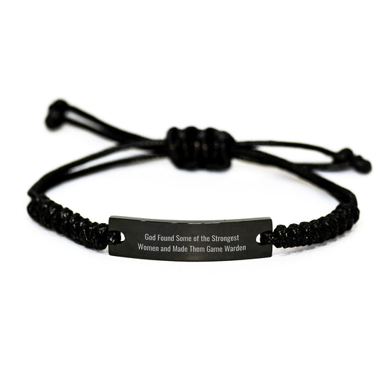 Funny Game Warden Rope Bracelet Gifts for Women, Christmas Unique Gifts from Men, Inspirational 'God Found Some Of The Strongest Women And Made Them Game Warden' Rope Bracelet - Image 1