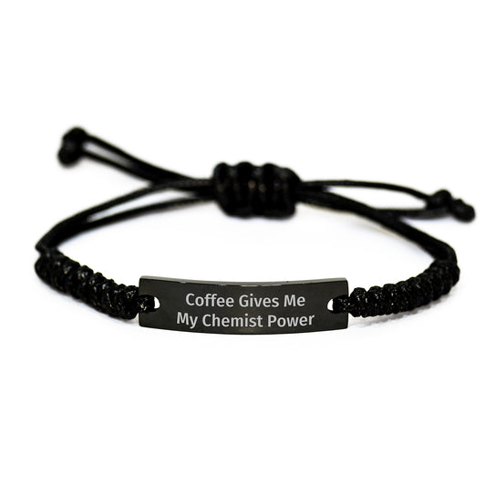 Funny Chemist Gifts for Men Rope Bracelets with 'Coffee Gives Me My Chemist Power' Quote, Christmas Unique Gifts from Friends, Family, Coworkers - Image 1