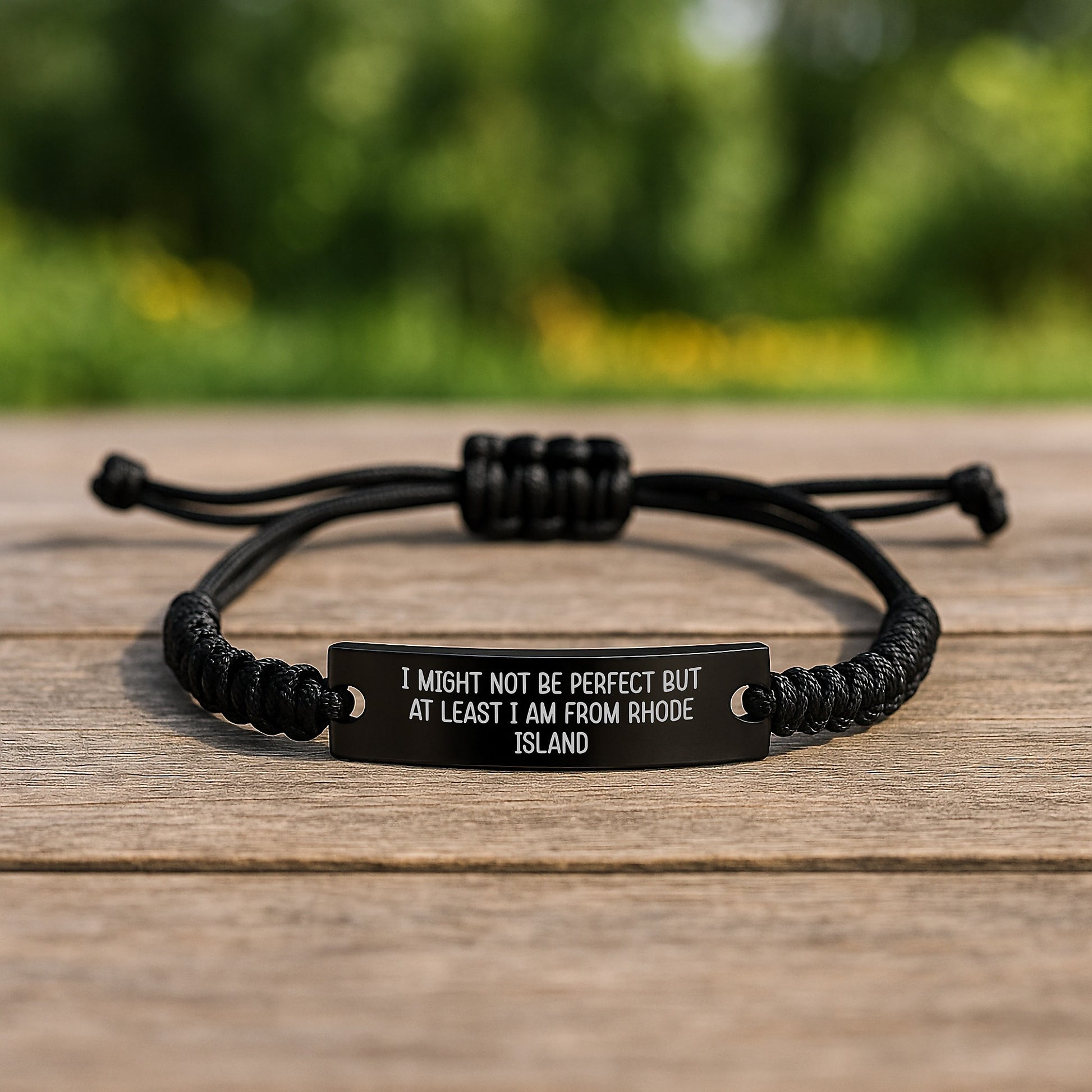 Rhode Island Rope Bracelet, Funny Quote Gift from Rhode Island, Gifts for Men Women Friends Family Graduation Unique Presents with Black Stainless Steel Engraving - Image 2