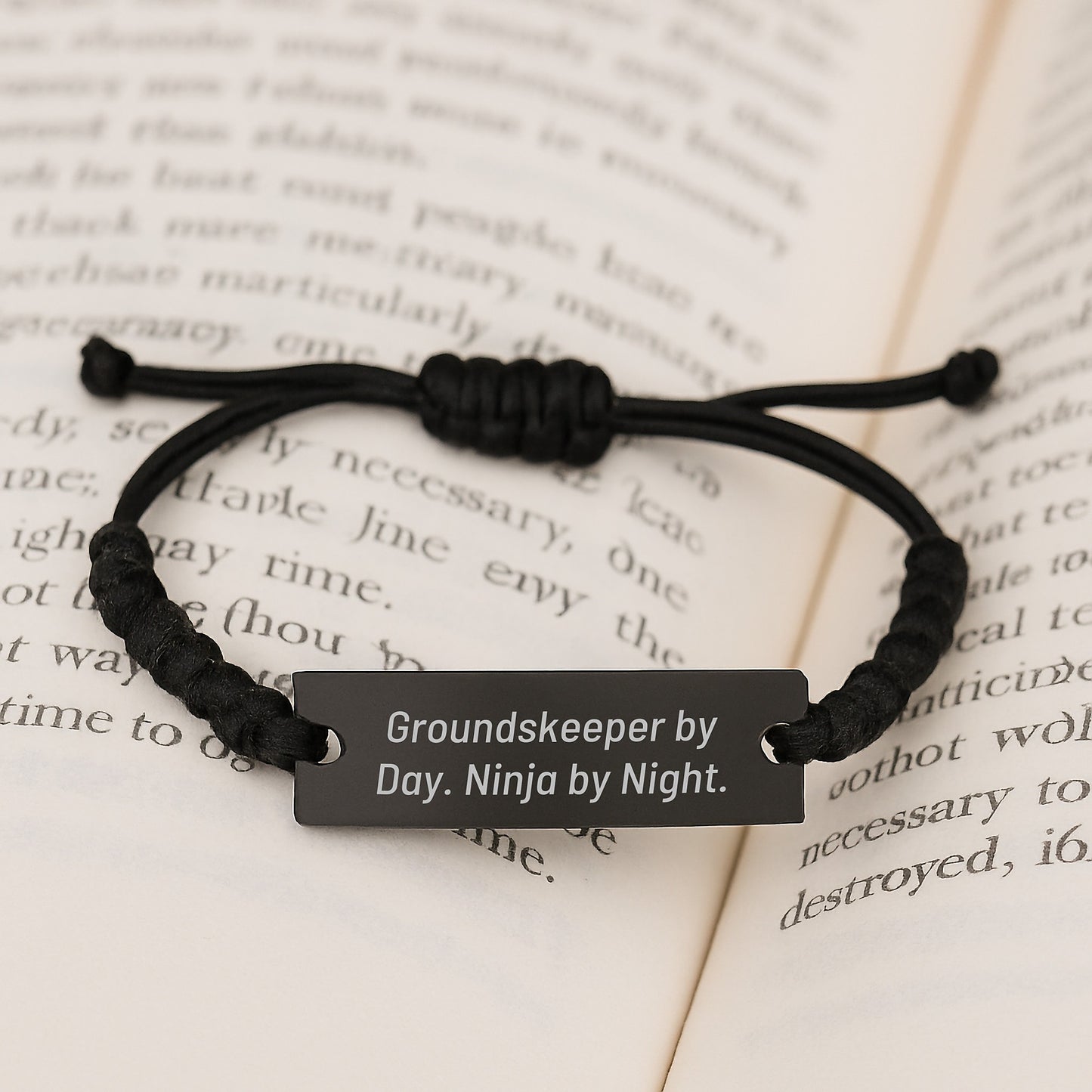 groundskeeper Gifts Funny Quote Rope Bracelet from Friends, Perfect for groundskeeper, Birthday Unique Gifts, 'groundskeeper By Day. Ninja By Night.' Engraved - Image 3