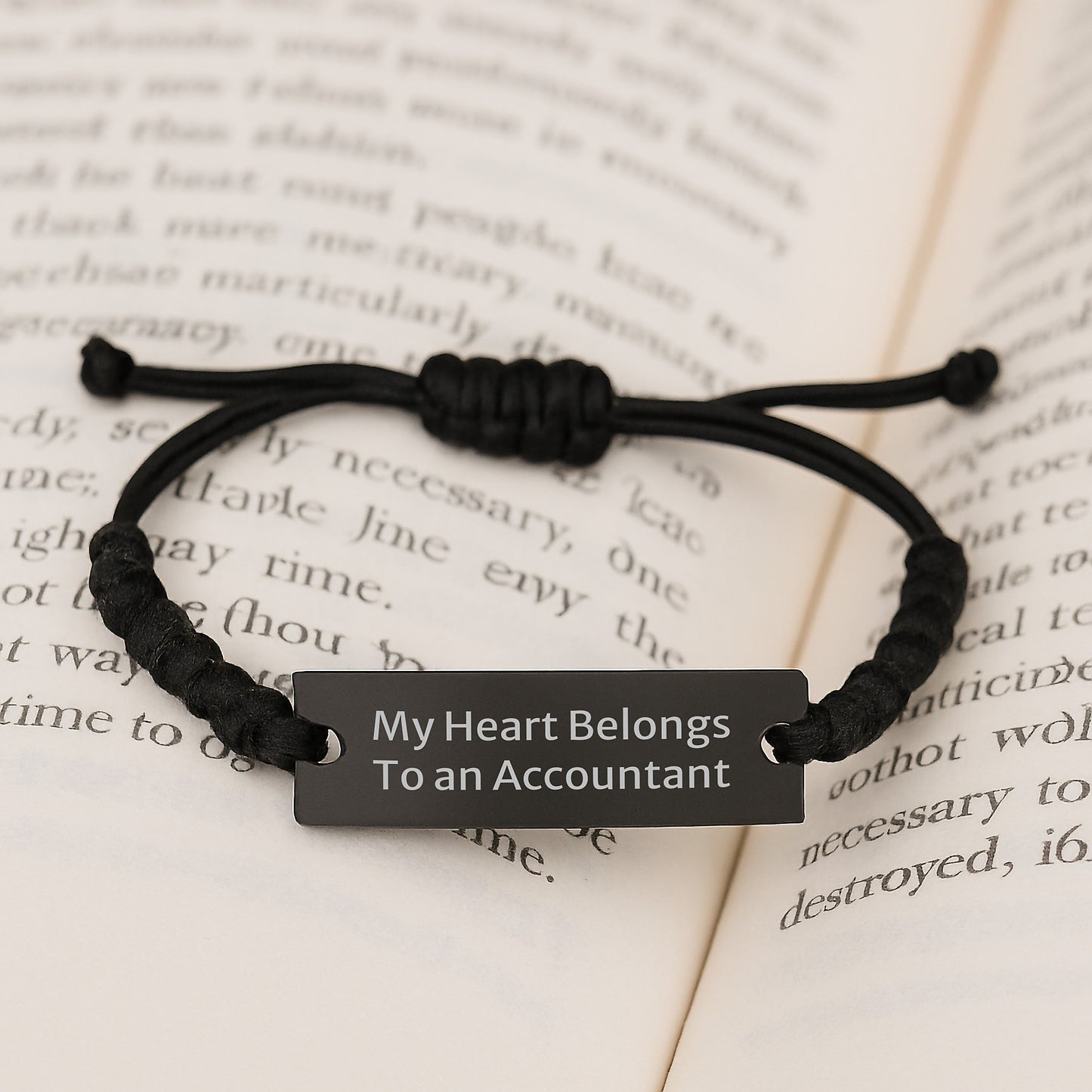 Funny Accountant Gifts for Men, Rope Bracelet with My Heart Belongs To An Accountant Quote, Christmas Unique Presents from Friends or Family - Image 3