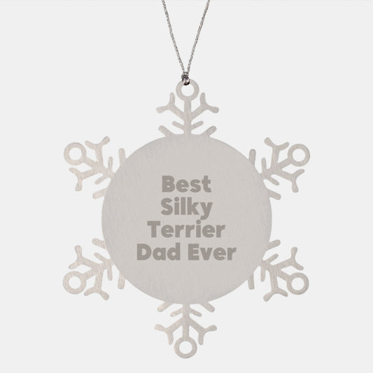 Funny Silky Terrier Dog Dad Gifts from Friends for Christmas Unique Snowflake Ornament - Image 1