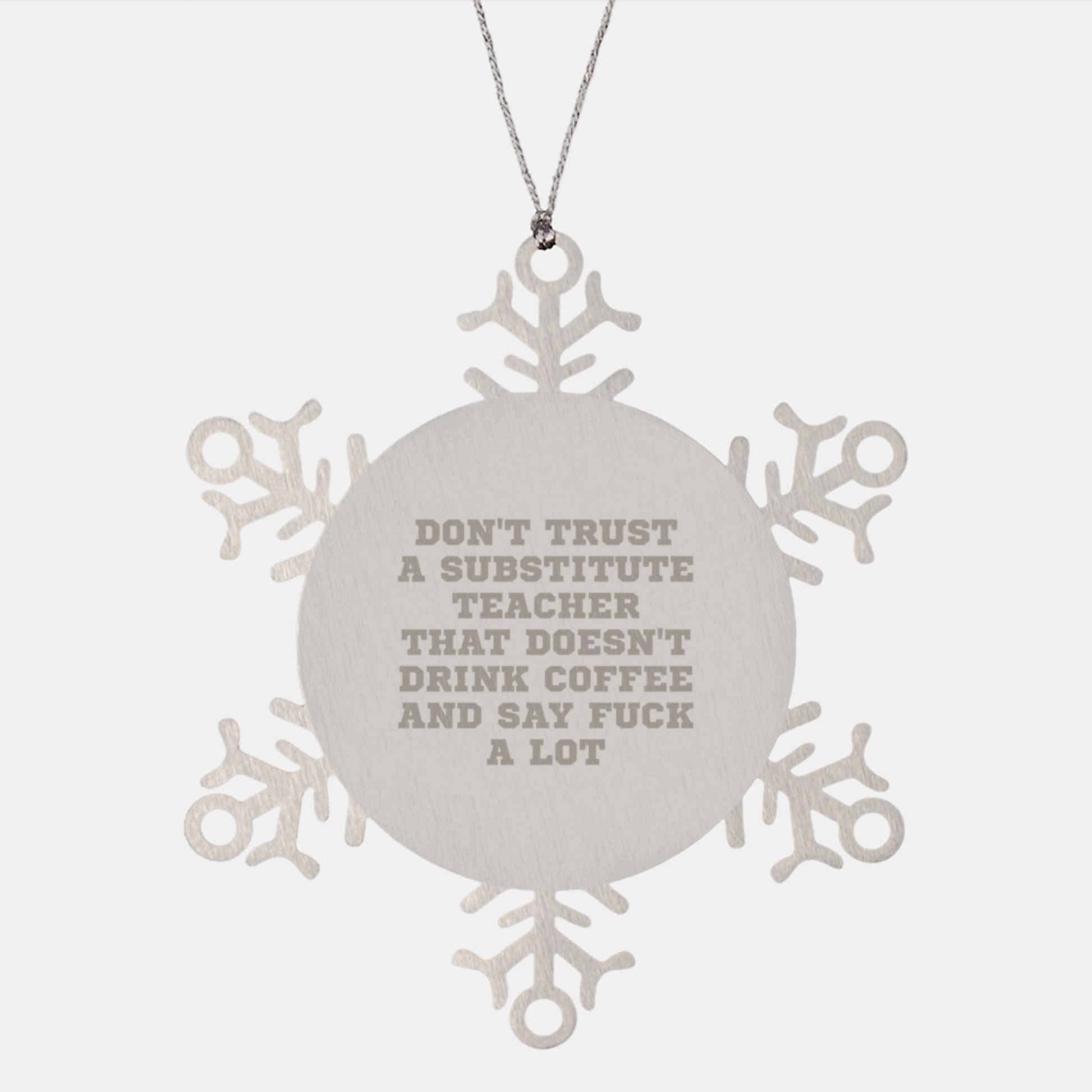 Funny Substitute Teacher Gifts, Snowflake Ornament for Men, Women, Coworkers, Family, 'Don't Trust...' Quote, Christmas Unique Gifts from Friends - Image 1