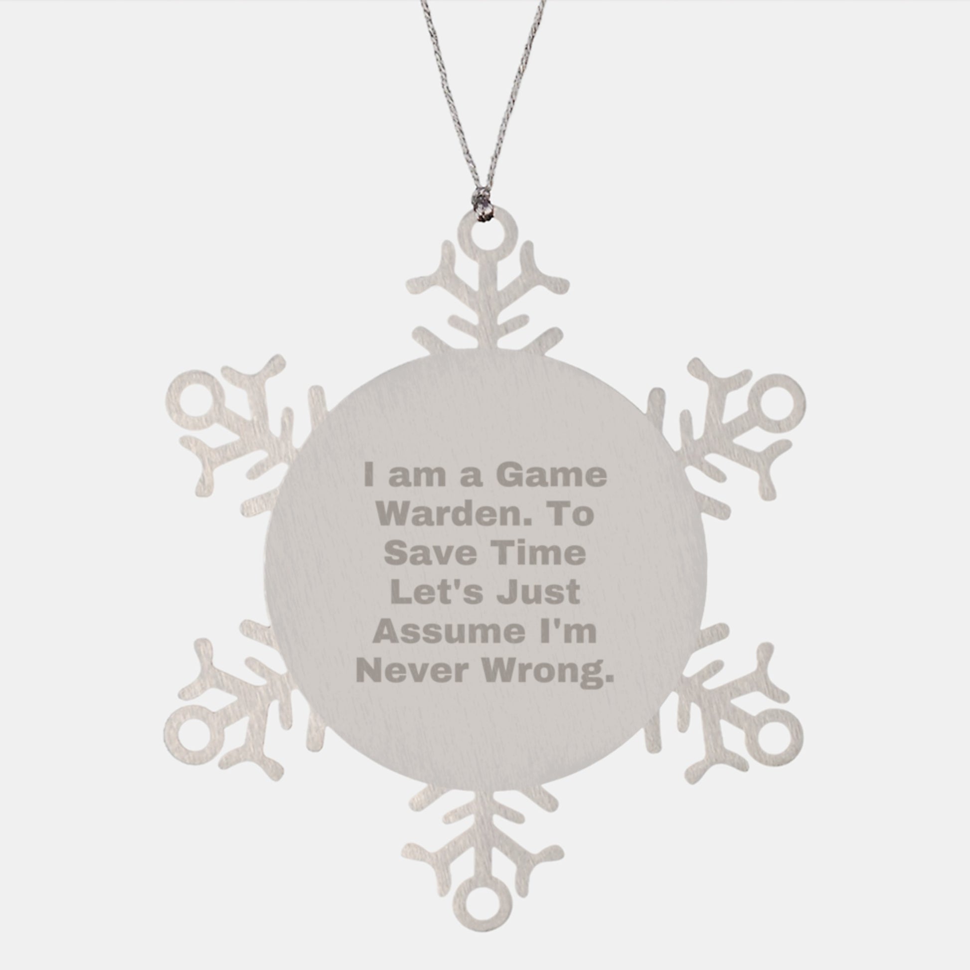Funny Game Warden Gifts from Friends, Christmas Unique Snowflake Ornaments for Men Game Wardens, Gift Ideas for Wife Husband - Image 1