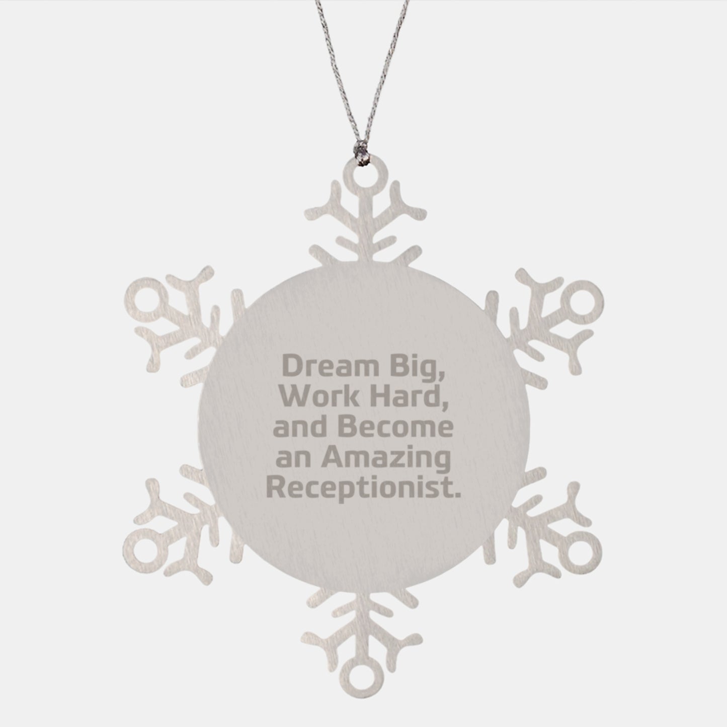 Receptionist Snowflake Ornament, Funny Gifts for Receptionists, Christmas Unique Gifts from Coworkers to Receptionist, Dream Big, Work Hard - Image 1