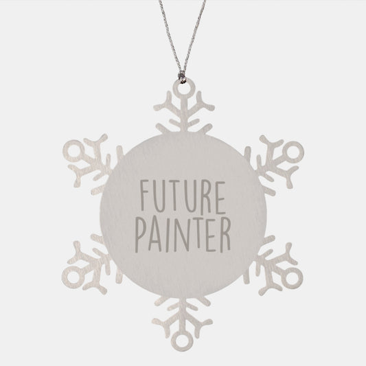 Gifts from Friends to Future Painter, Snowflake Ornament Quote, Christmas Unique Gifts for Painter, Stainless Steel Snowflake - Image 1