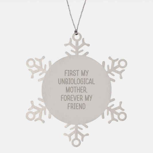 Unbiological Mother Gifts, Funny Snowflake Ornament for Unbiological Mother, Gifts from Men to Unbiological Mother for Christmas Unique Gifts - Image 1