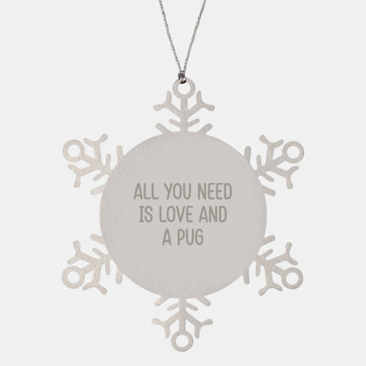 Funny Pug Dog Gifts for Women, Pug Dog Christmas Unique Gifts, Snowflake Ornament Gifts from Friends - Image 1