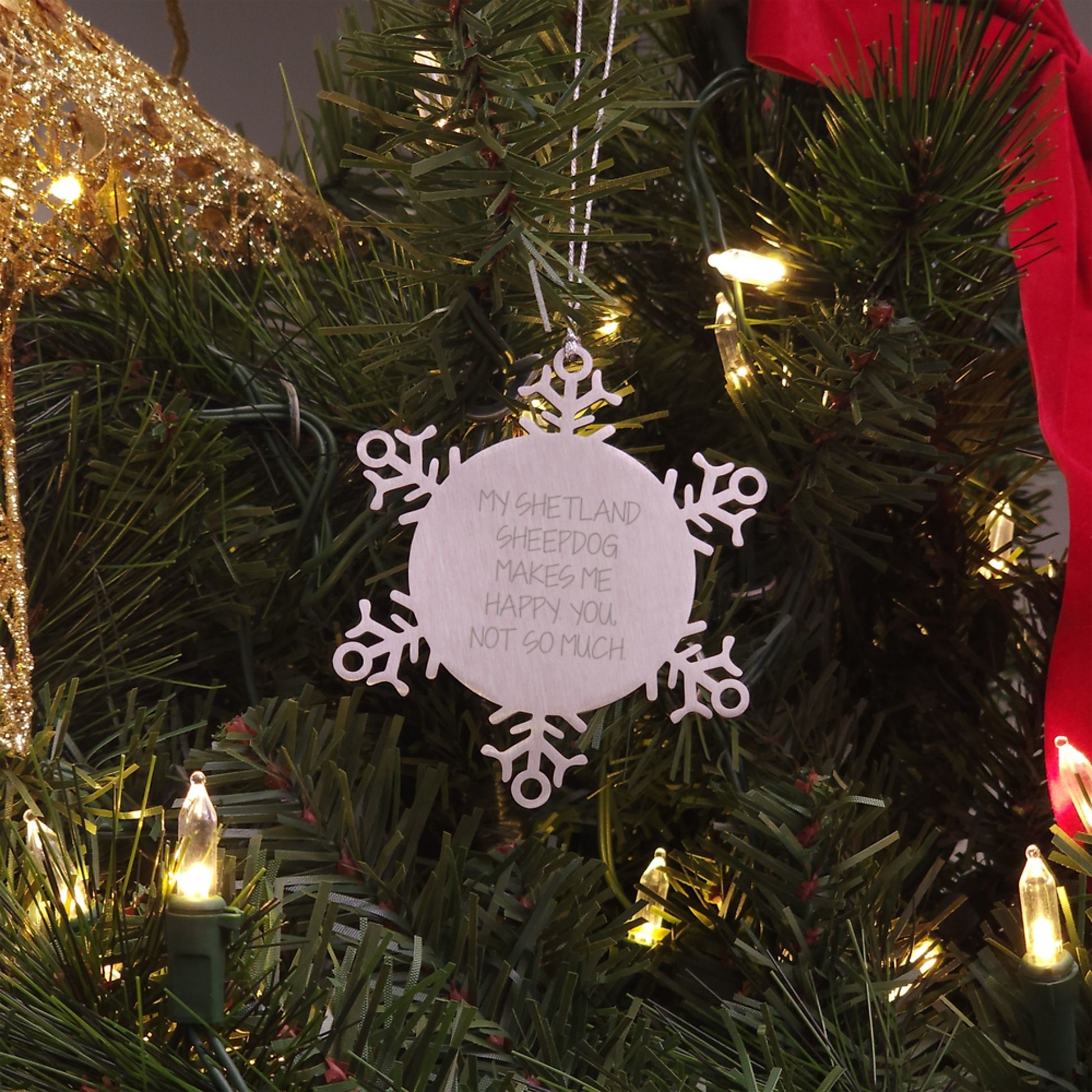 Shetland Sheepdog Snowflake Ornament Gifts from Family for Christmas, Funny Quote - Image 3