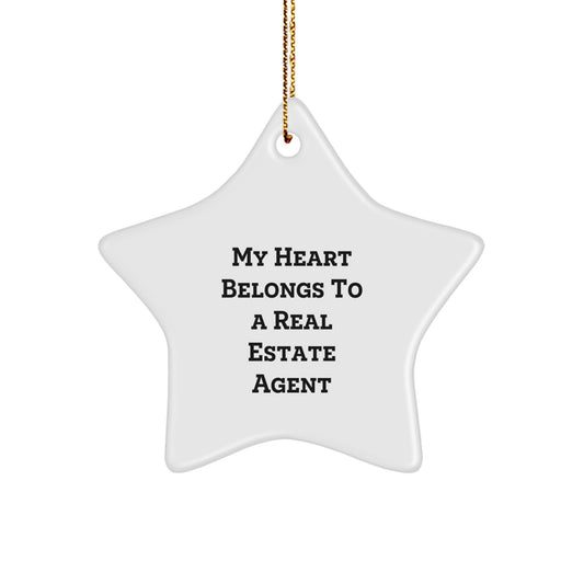 Funny My Heart Belongs To A Real Estate Agent Star Ornament Gifts for Real Estate Agent Colleagues Men Women Friends Family - Image 1