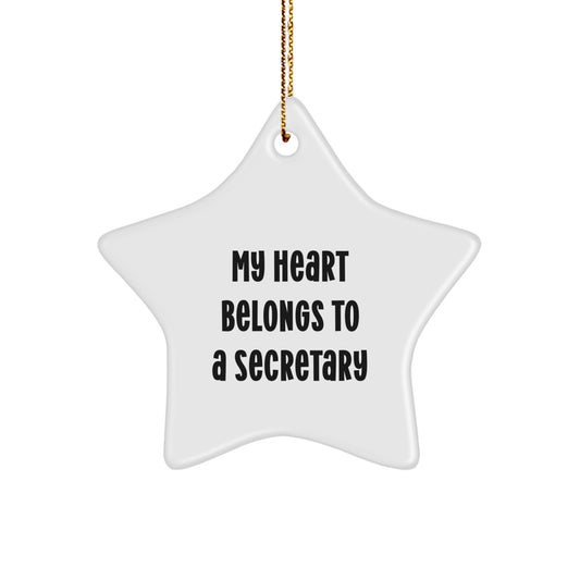 Funny Secretary Star Ornament Gifts from Men to Secretaries, Christmas Unique Gifts for Women, Cute Quote Star Shaped Decoration - Image 1