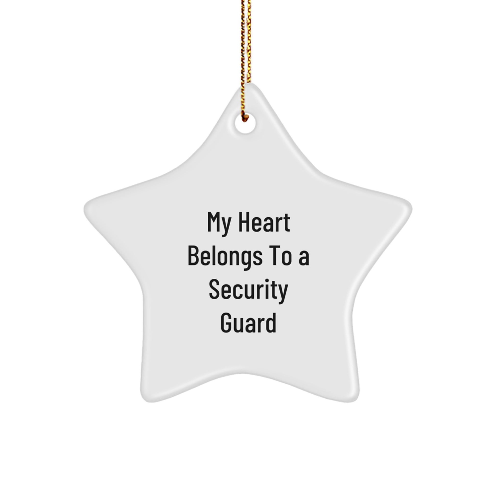 Funny Quotes Security Guard Gifts, Christmas Unique Star Ornament for Men, Security Guard Star Decorations, Gifts from Family, My Heart Belongs To A Security Guard Star - Image 1
