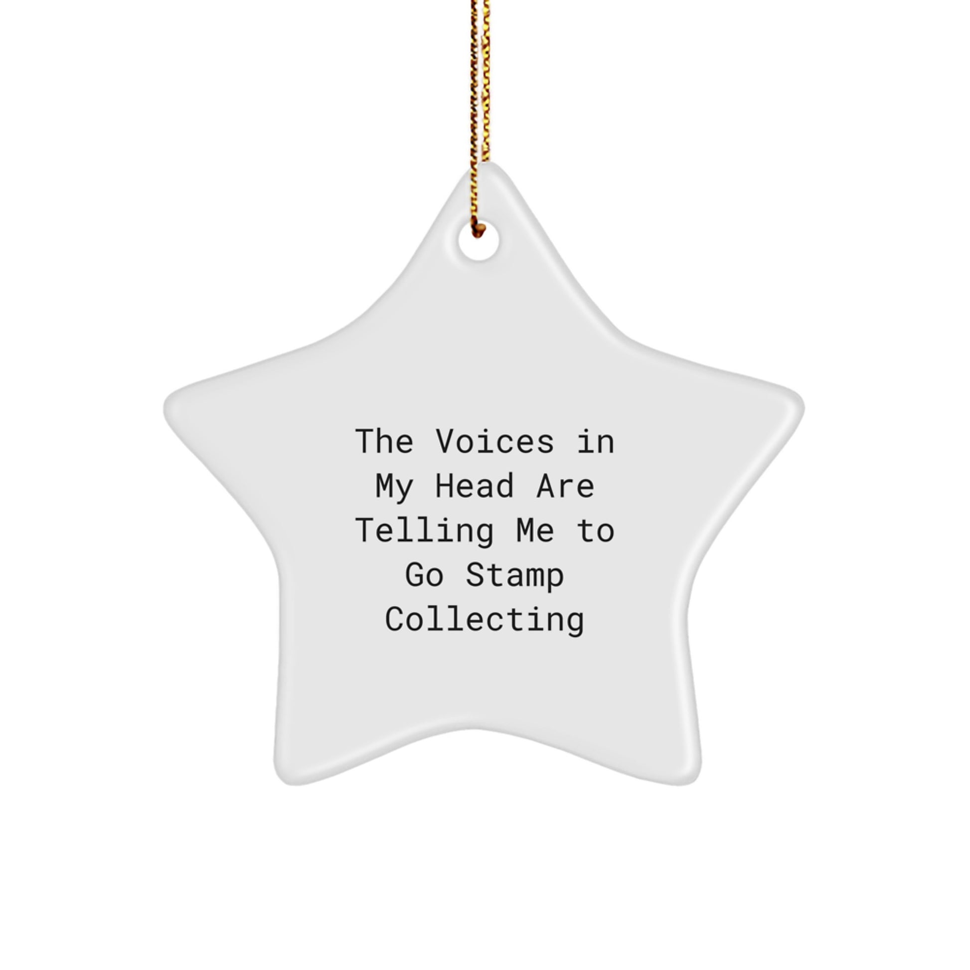 Funny Stamp Collecting Gifts for Friends, Christmas Unique Star Ornament, Gifts from Men, Voice in My Head, Go Stamp Collecting, Star Shaped Decorations - Image 1