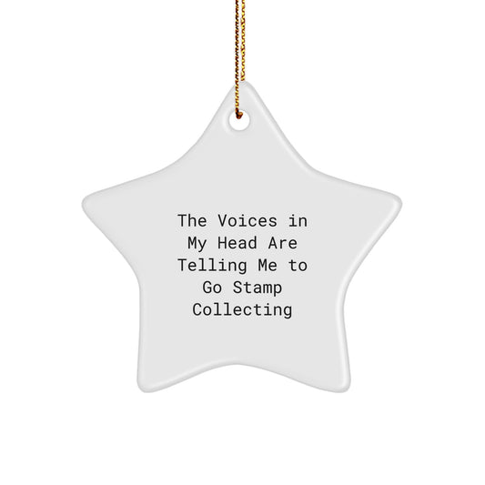 Funny Stamp Collecting Gifts for Friends, Christmas Unique Star Ornament, Gifts from Men, Voice in My Head, Go Stamp Collecting, Star Shaped Decorations - Image 1