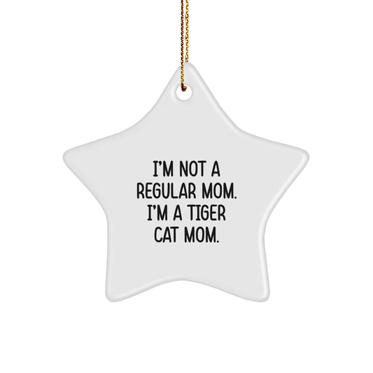 Funny Tiger Cat Mom Gifts from Friends for Tiger Cat Enthusiasts Star Ornament - Image 1