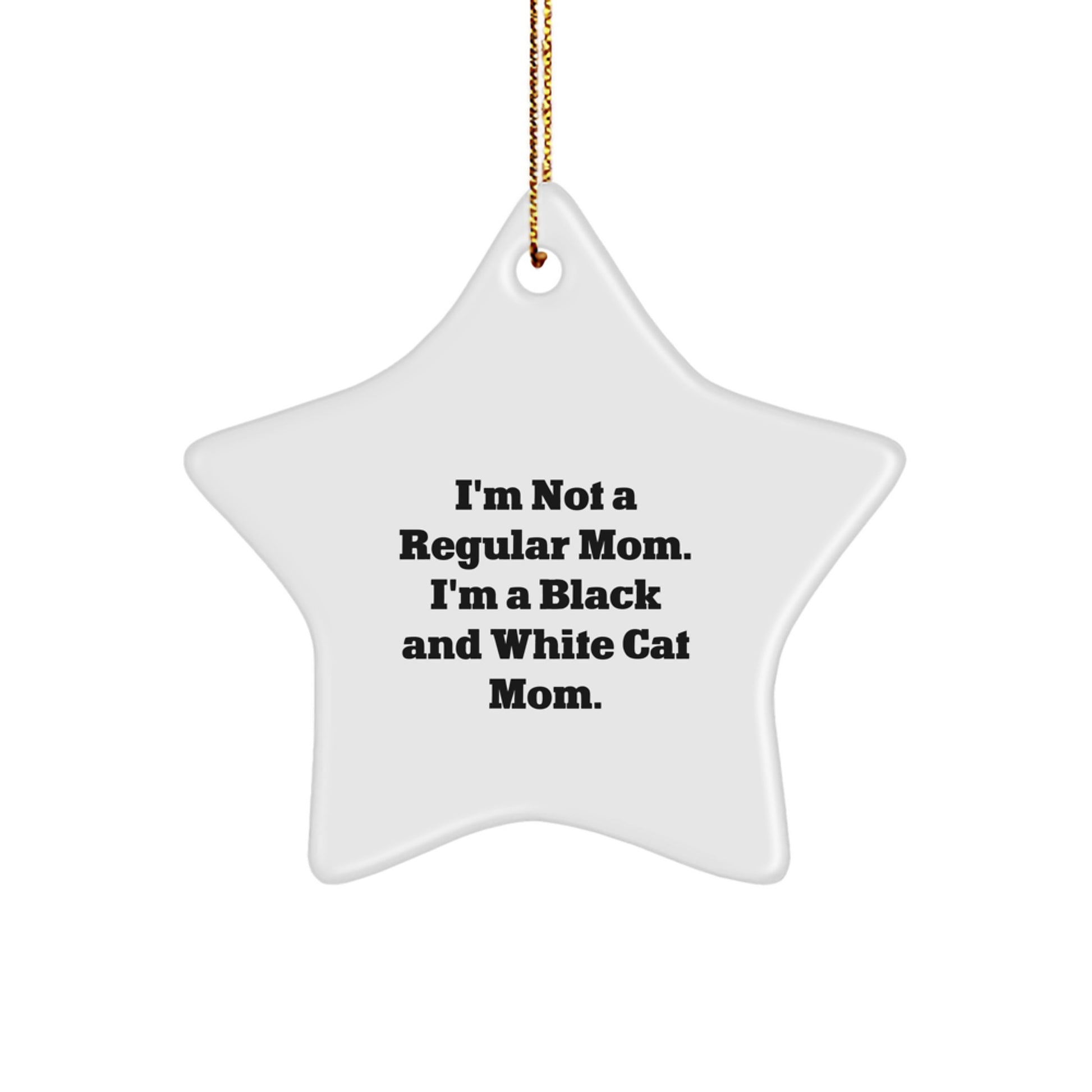 Black and White Cat Mom Gifts, Funny Star Ornament, Gifts from Family for Black and White Cat, Unique Christmas Memorable Present - Image 1