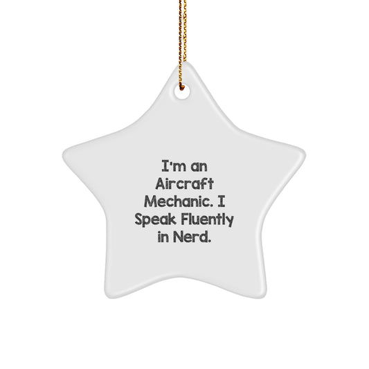 Funny Aircraft Mechanic Gifts from Men to Aircraft Mechanic Friends - Star Ornament, Christmas Unique Decorations for Home - Image 1