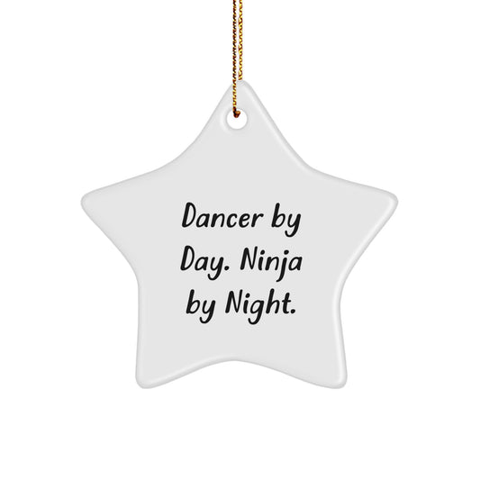 Funny Dancer Gifts from Friends for Dancers by Day Star Ornament, White, Christmas Unique Star Decorations - Image 1