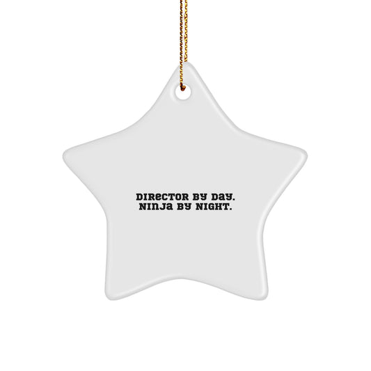 Funny Director Star Ornament Gifts from Family or Friends for Christmas Unique Decorations Director By Day. Ninja By Night. - Image 1
