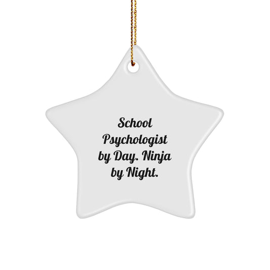 Funny Star Ornament Gifts for School Psychologist Friends, Unique Christmas Decorations from Men, Star Shaped MDF Ornaments for School Psychologist Coworkers - Image 1