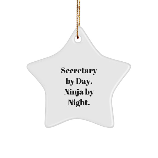 Unique Secretary Star Ornament Funny Gift for Secretary By Day Ninja By Night, Christmas Unique Gifts from Friends or Family - Image 1