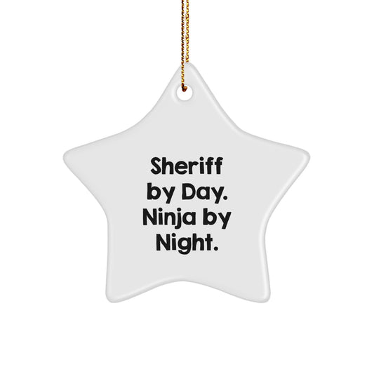 Funny Sheriff Star Ornament Gifts from Friends for Christmas - Image 1