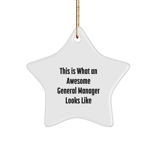 Funny General Manager Gifts, 'This Is What An Awesome General Manager Looks Like' Star Ornament, Christmas Unique Gifts from Family to Friends - Image 1