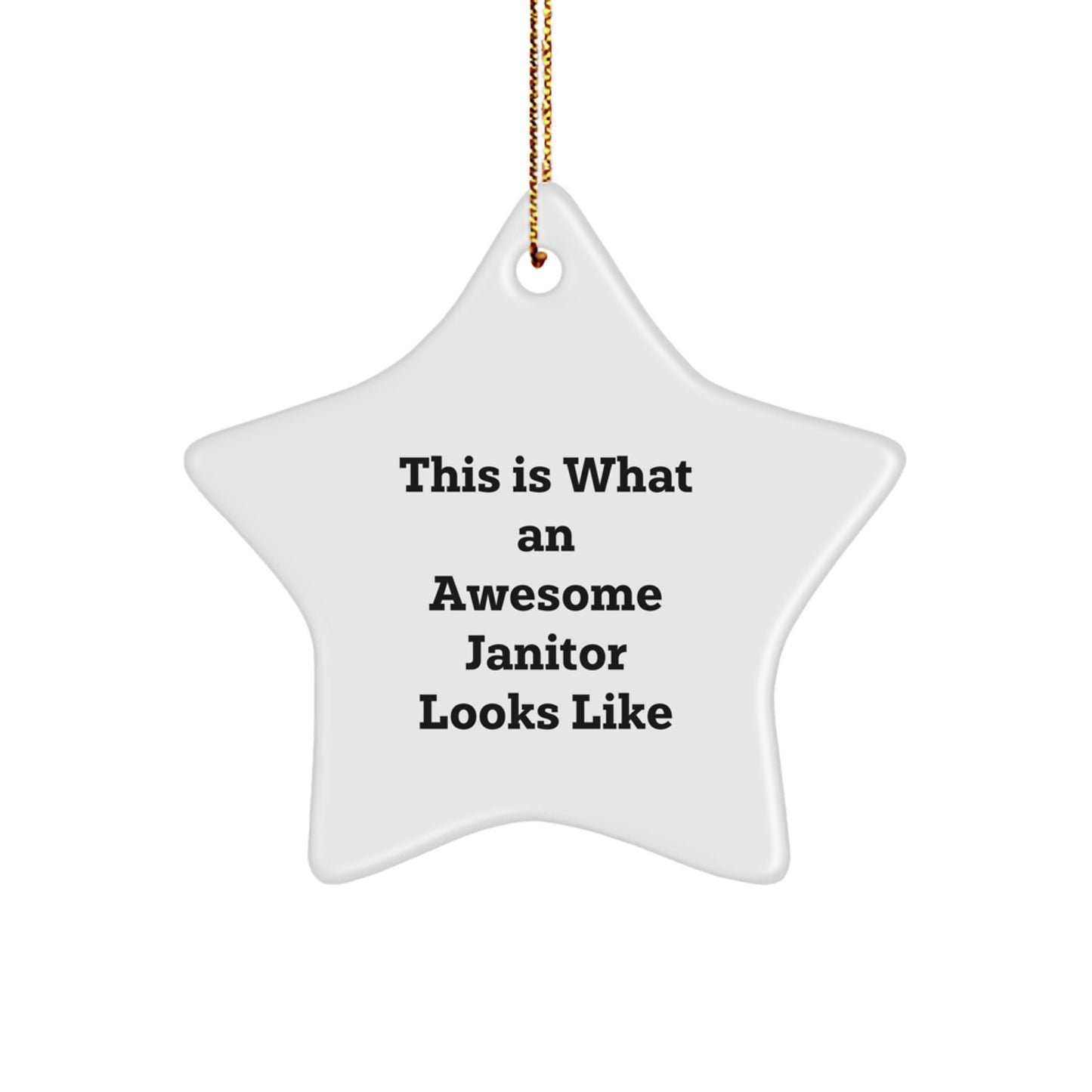Funny Janitor Gifts from Family - Star Ornament 'This Is What An Awesome Janitor Looks Like' for Men Women Friends Coworkers - Image 1