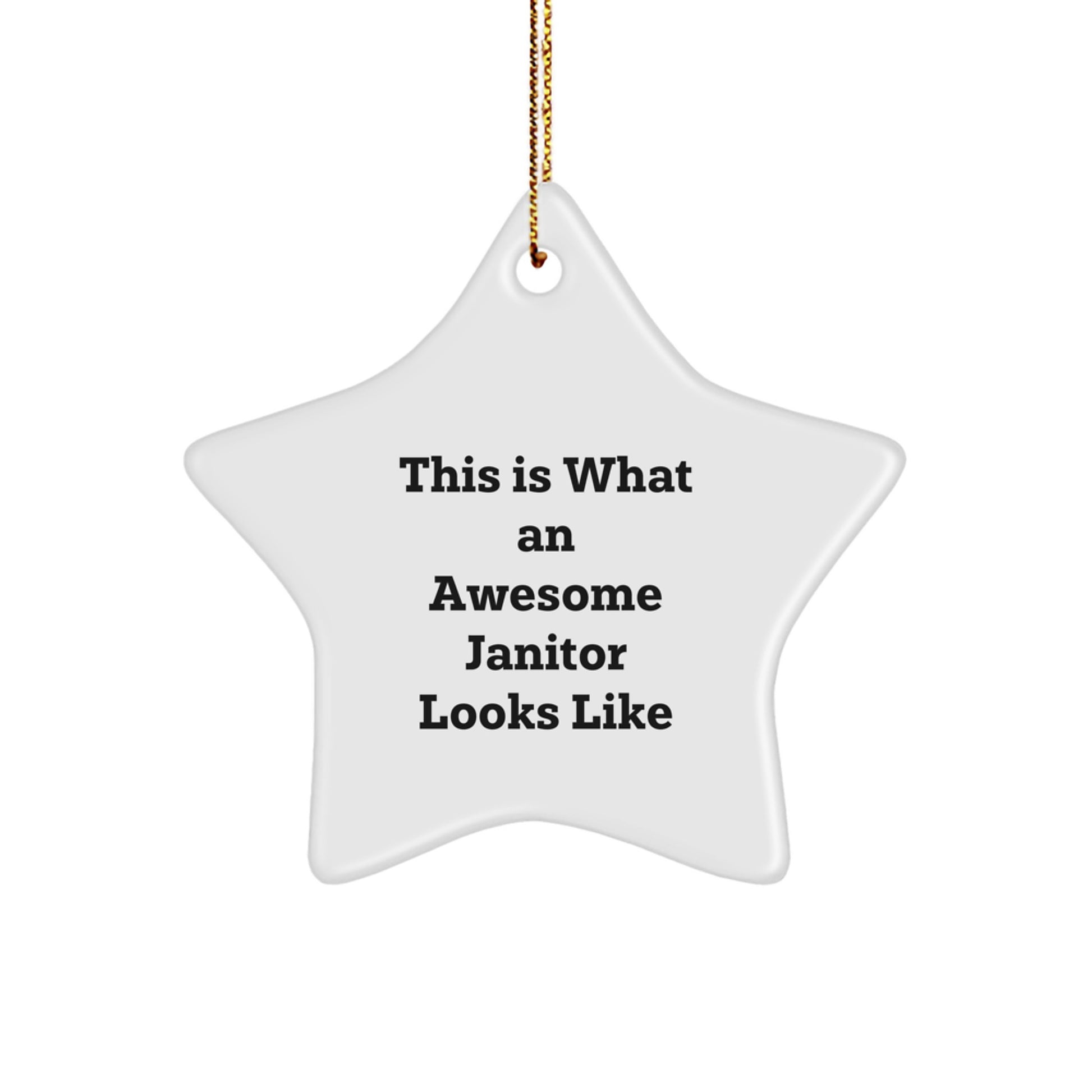 Funny Janitor Gifts from Family - Star Ornament 'This Is What An Awesome Janitor Looks Like' for Men Women Friends Coworkers - Image 1
