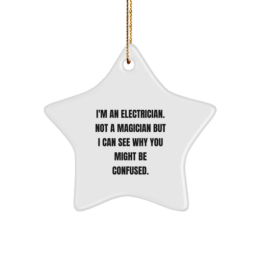 Funny Electrician Gifts for Men Electrician Christmas Unique Star Ornament - Image 1