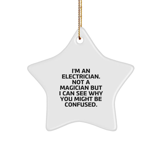 Funny Electrician Star Ornament Gifts for Electricians, Unique Christmas Unique Gifts from Men to Electrician Friends, Coworkers - Image 1