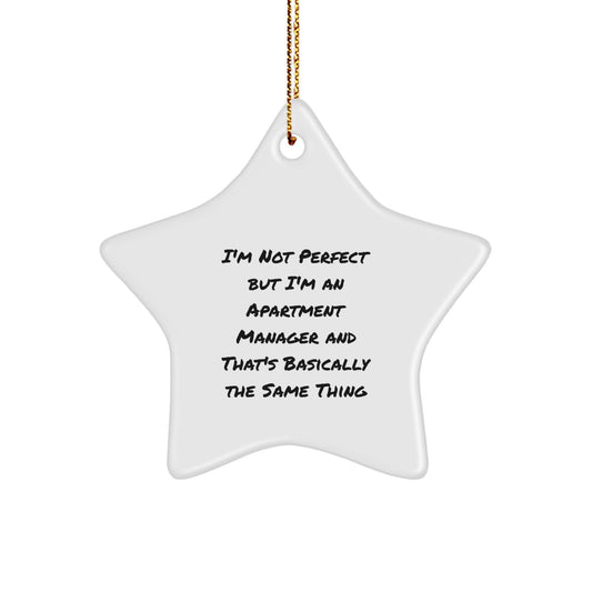 Funny Apartment Manager Star Ornament Gifts from Friends, Unique Christmas Decorations for Men Women Coworkers Family, 'I'm Not Perfect But I'm An Apartment Manager' - Image 1