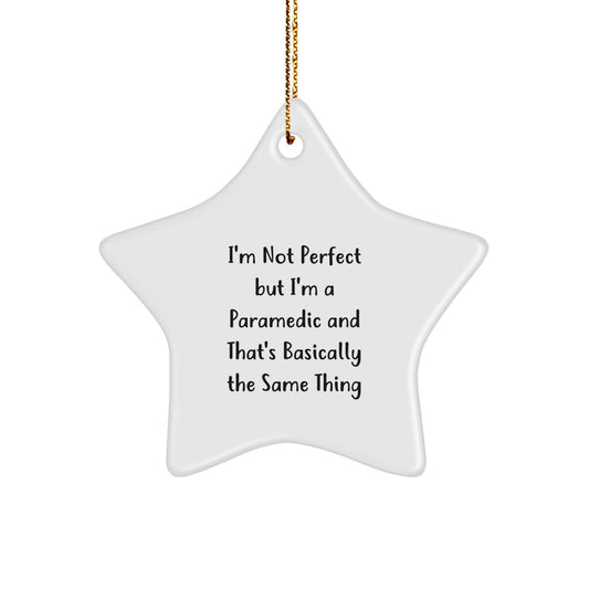 Rescue Worker Star Ornament Gifts from Men to Rescue Workers, Funny Quote, White Star Shaped, Christmas Unique Gifts - Image 1
