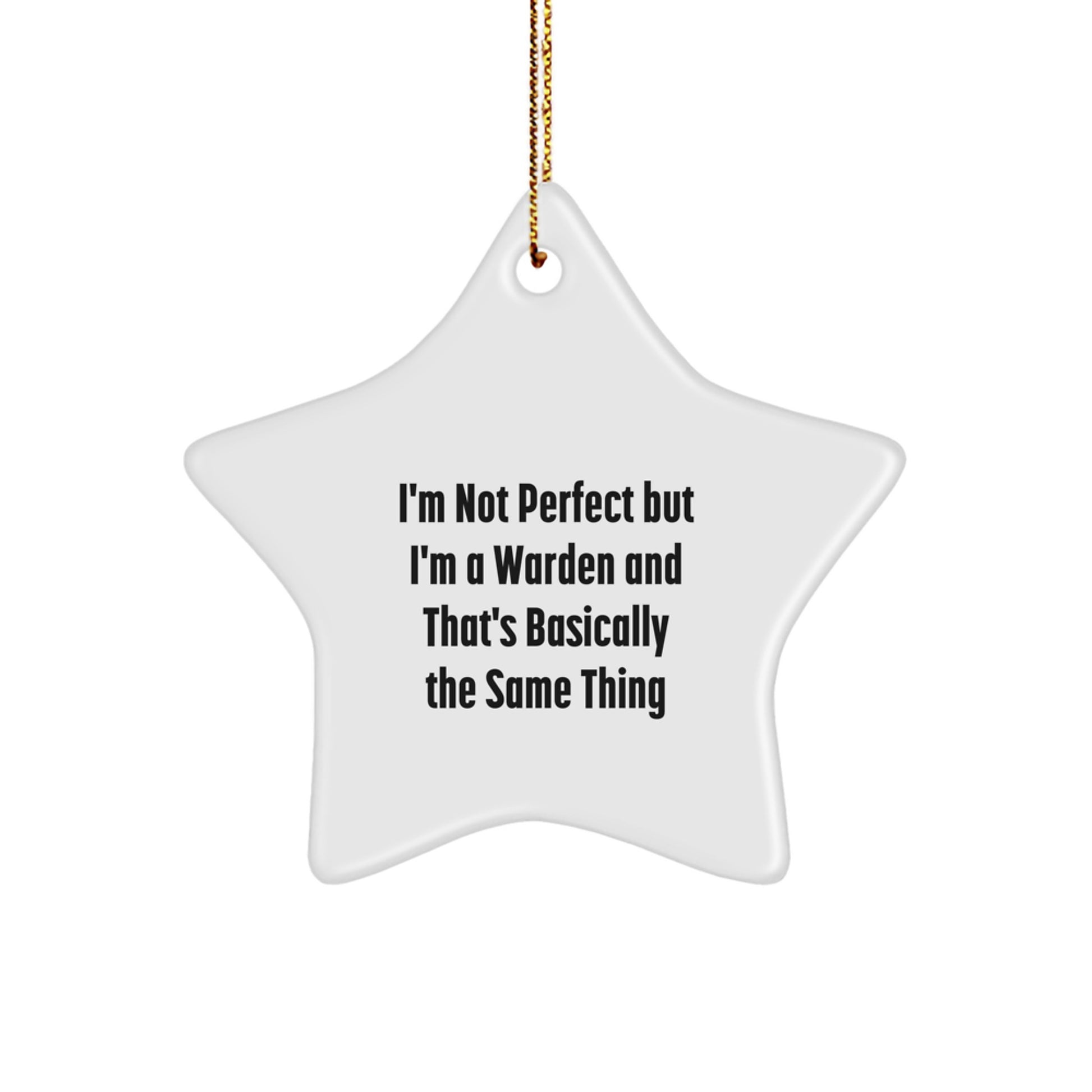 Funny Warden Star Ornament Gifts from Family to Friends - White Star Shaped Decoration for Christmas Unique Gifts - Image 1